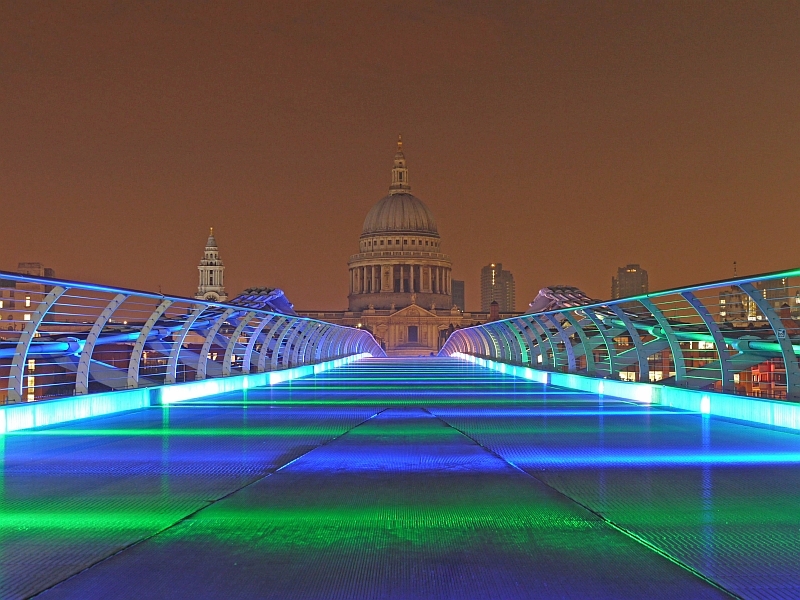 Millennium Bridge & Dome Green & Blue
