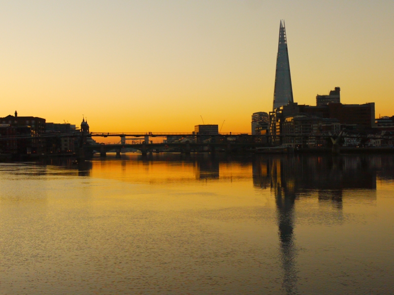 The Shard and Millennium Bridge Daybreak