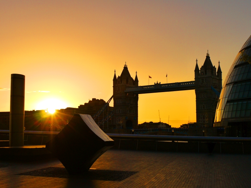 Tower Bridge and Sculpture at Dawn