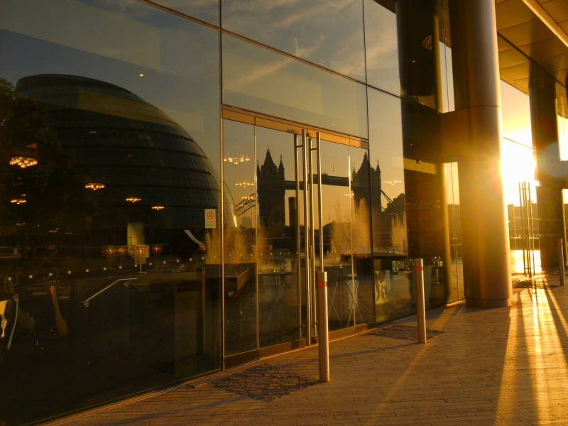 Tower Bridge and Fountain Reflection