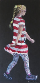 STRIPED DRESS<br>Acrylic on Canvas<br>60 x 30 cms