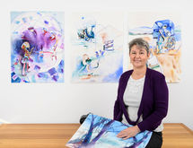 Marion Chapman with Climate Change triptych