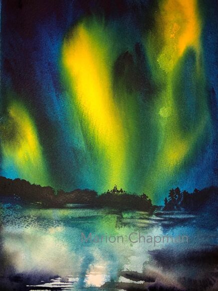 Northern LIghts, watercolour by Marion Chapman