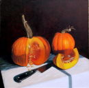 Slicing Pumpkins(2006, oil on canvas, 60 x 60 cms)