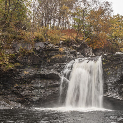 A Waterfall in Autumn Rain