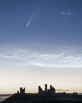 Comet Neowise and Nocilucent clouds, Dunstanburgh Castle, England
