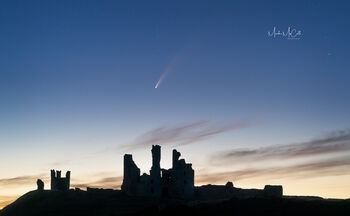 Comet Neowise from Dunstanburgh ruins, England