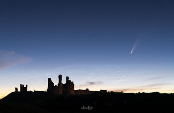 Dunstanburgh Castle and Comet Neowise, Northumberland, England