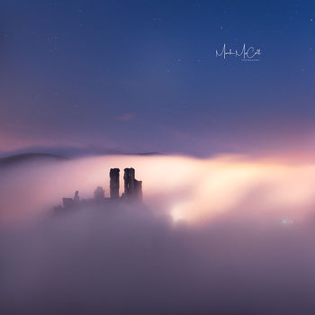 Through the mist, Corfe Castle, Dorset, England