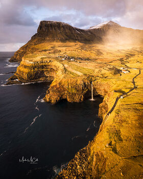 Gasadalur and Mulafossur waterfall, Faroe Islands