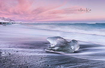 Pink sunset, Jokulsa beach, Iceland