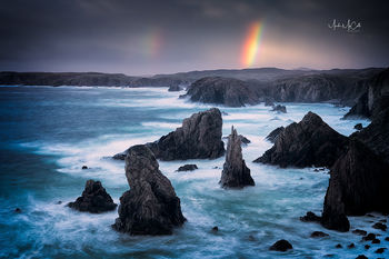 Sea Stacks and rainbow, Mangersta, Isle of Lewis, Outer Hebrides