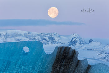 Moon and Iceberg, Jokulsarlon, Iceland
