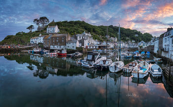 Polperro at sunset, Cornwall