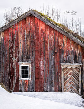 Flaming house, near Tromso, arctic Norway