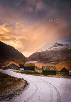 Saksun winter sunset, Faroe islands