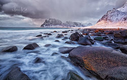 Stormy sunset, Utakliev, Lofoten Islands