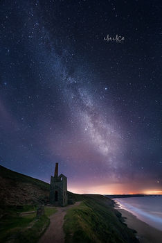 Wheal Coates tin mine under the stars, Cornwall