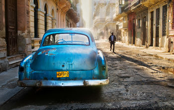 The blue car, Havana, Cuba