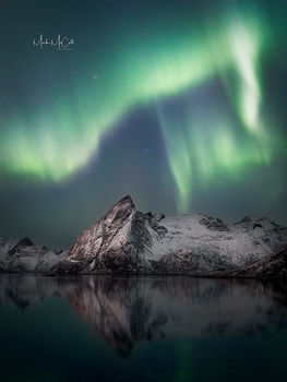 Mountain aurora, Lofoten Islands, Norway