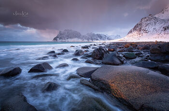 Stormy sunset, Utakliev, Lofoten Islands