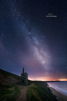 Wheal Coates tin mine under the stars, Cornwall