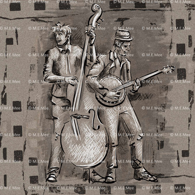 Bass and Banjo Digital painting Limited edition of 20 by M Mee