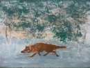 'Fox' acrylic on card, 30x 22cm