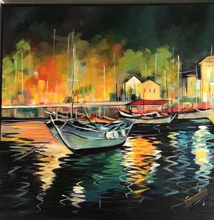 Bardolino, Lake Garda, harbour at night