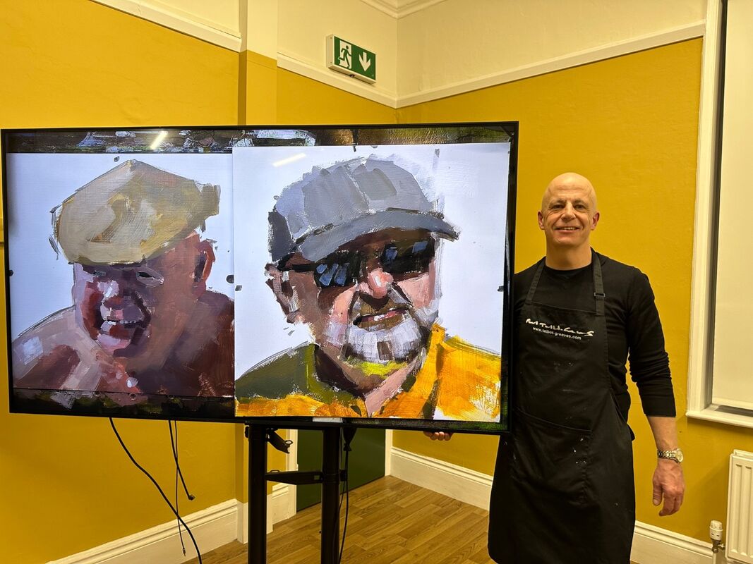 Paul Talbot-Greaves demonstrated portraits in acrylics in his own style