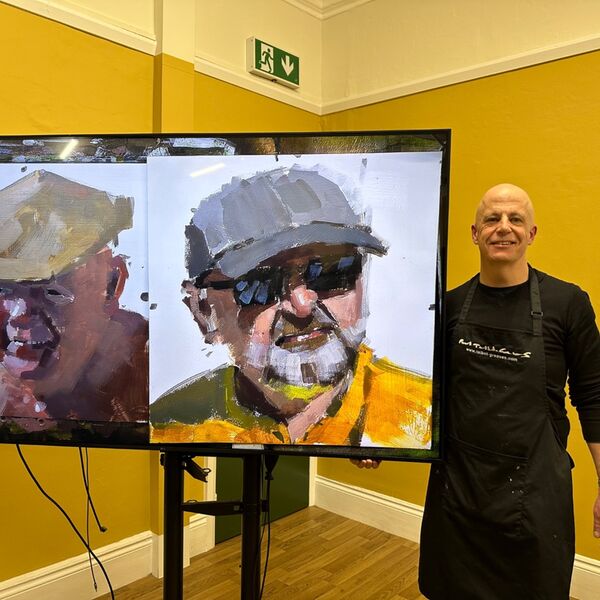 Paul Talbot-Greaves demonstrated portraits in acrylics in his own style