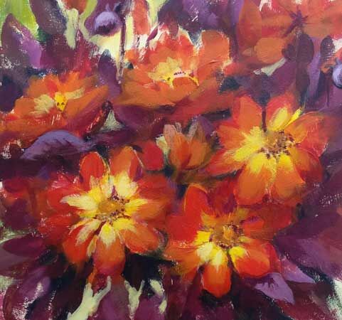 Dark Laeved Dahlias