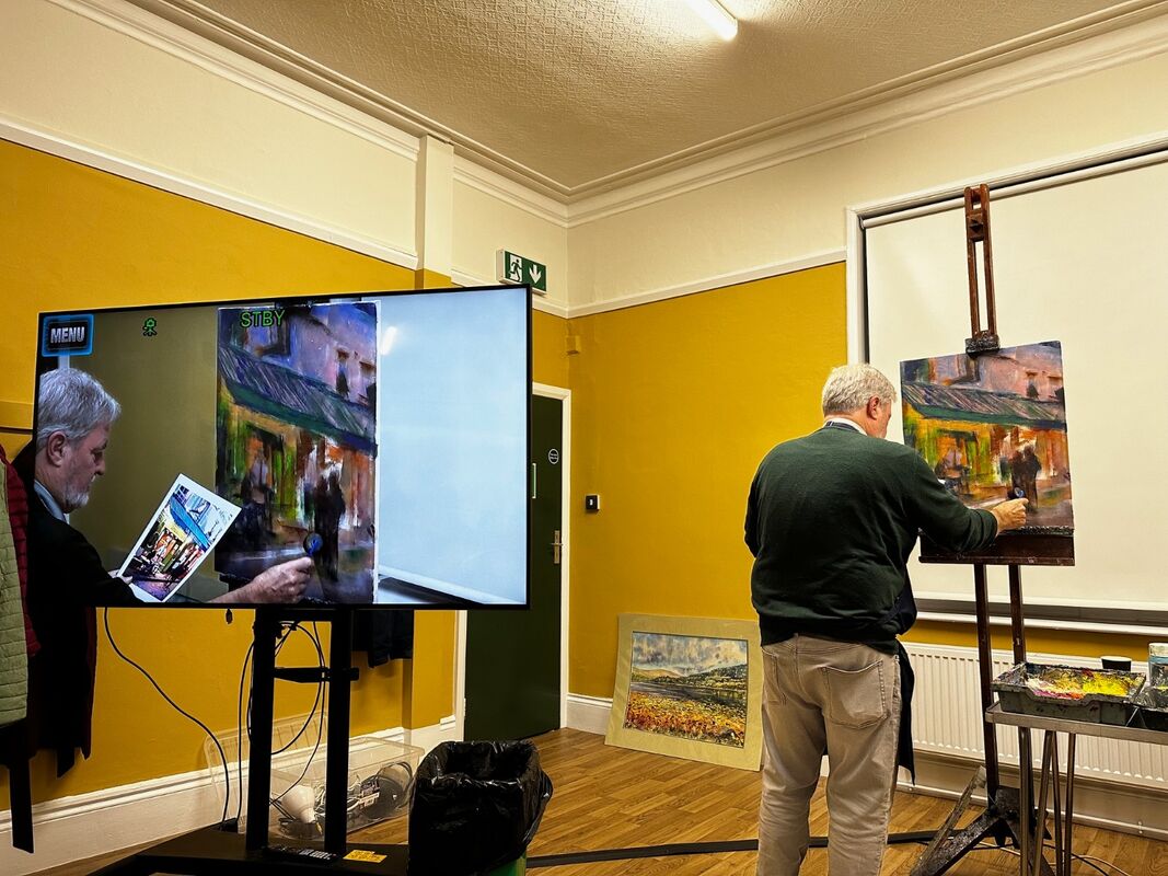 Peter Wood demonstrating oil painting techniques