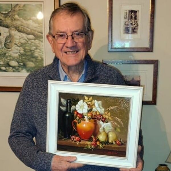 Bob won first prize in exhibition raffle