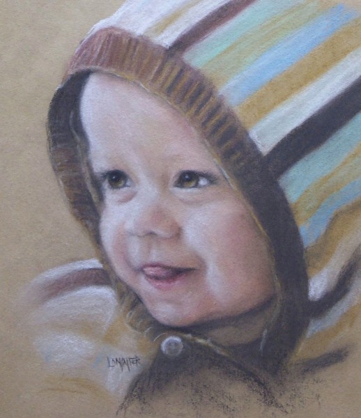 Pastel on tan paper