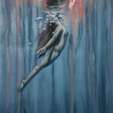 ariel, copper leaf and pastel, 48x82cm, (sold)