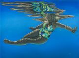 Blue-Hawaiian 2019, soft pastel on paper, 96x74cm, framed, £2200, available