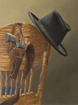 "Colt 45 With Hat" - Oil Painting