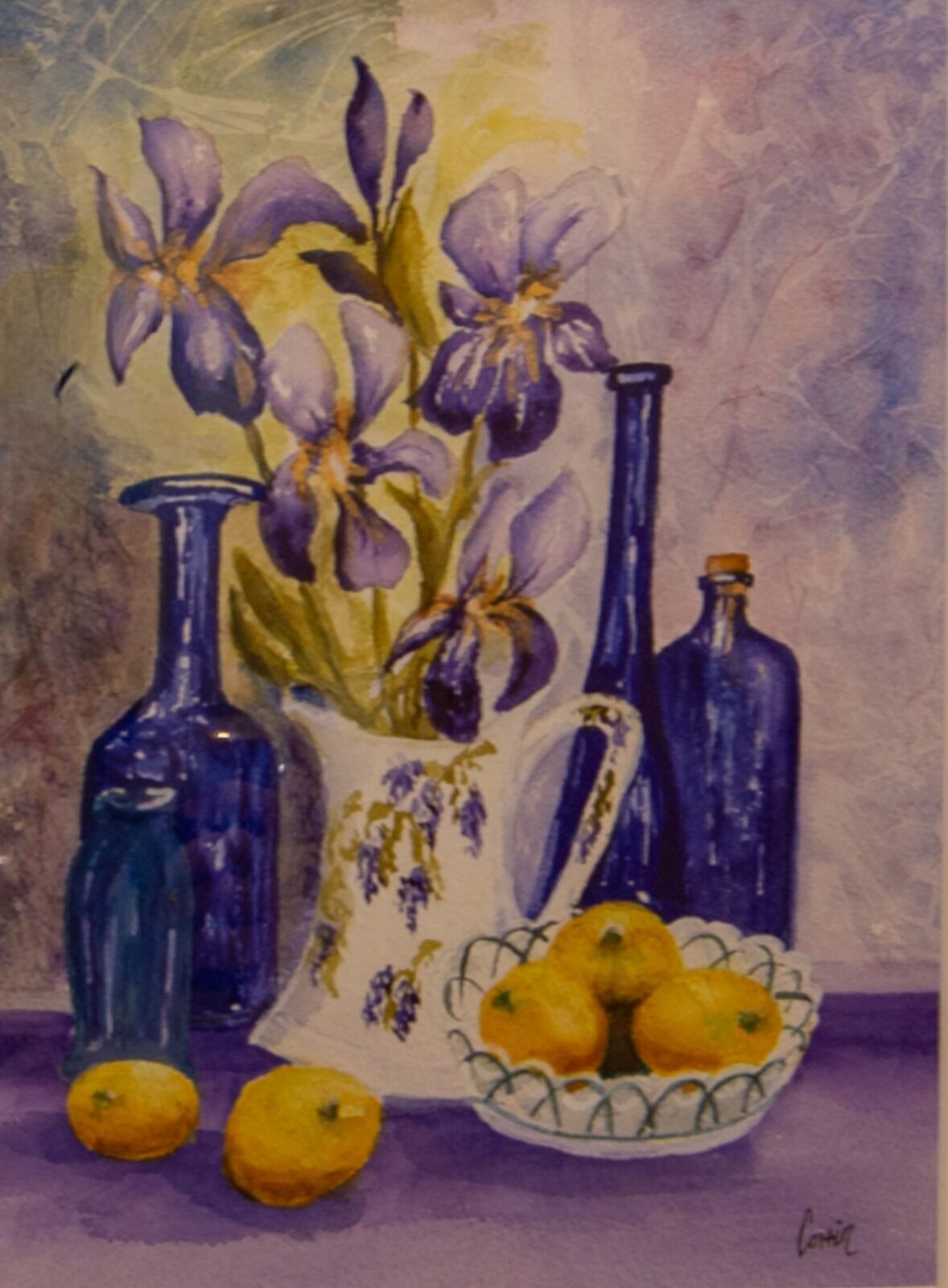 Iris, Blue Bottles and Lemons