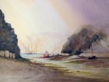 Boat & Creek Solva Penbrokeshire by Stuart Gray - Watercolour