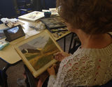Oct 2016 Cherie working on a pastel landscape