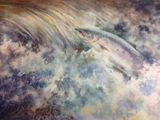 Salmon Leaping by Ruth Kidd - Watercolour & Gouache