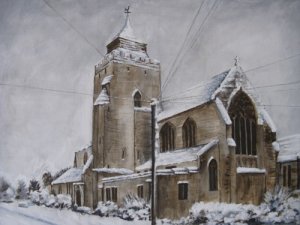 All Saints Church in the Snow