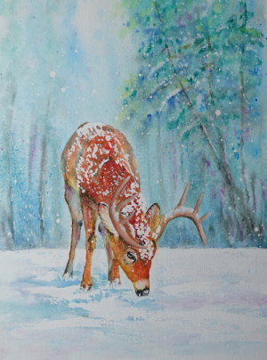 Stag In The Snow