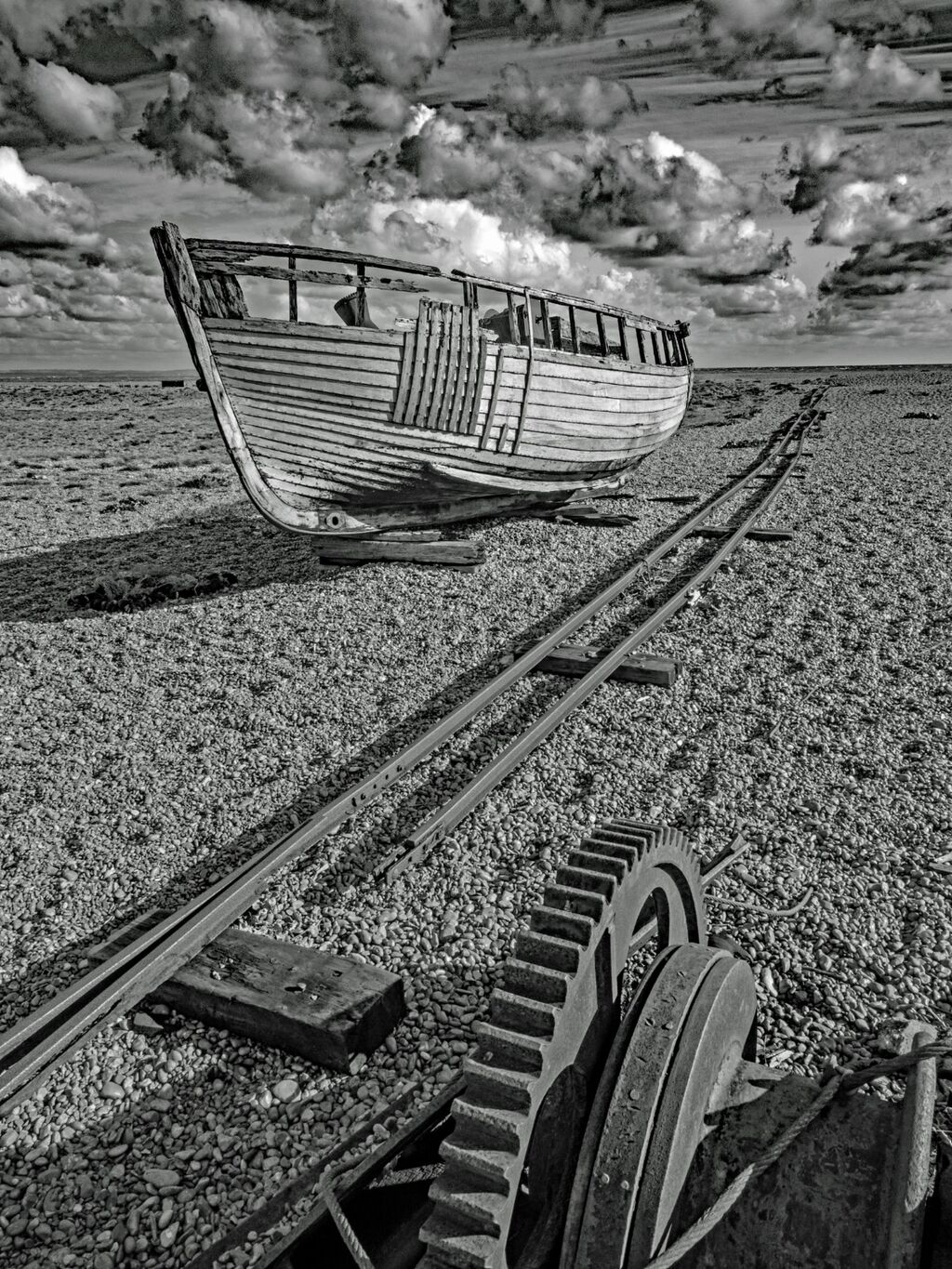 Derelict Boat and Winch at Dungeness
