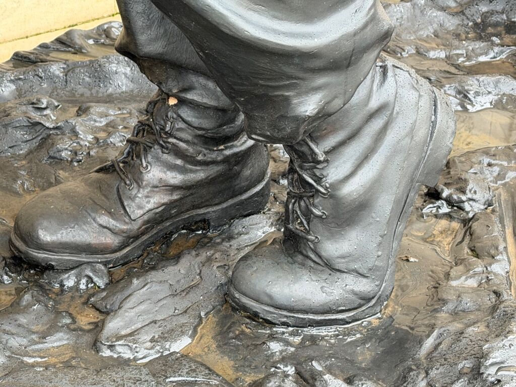 Close-up of a sculpture within The Armed Services Memorial