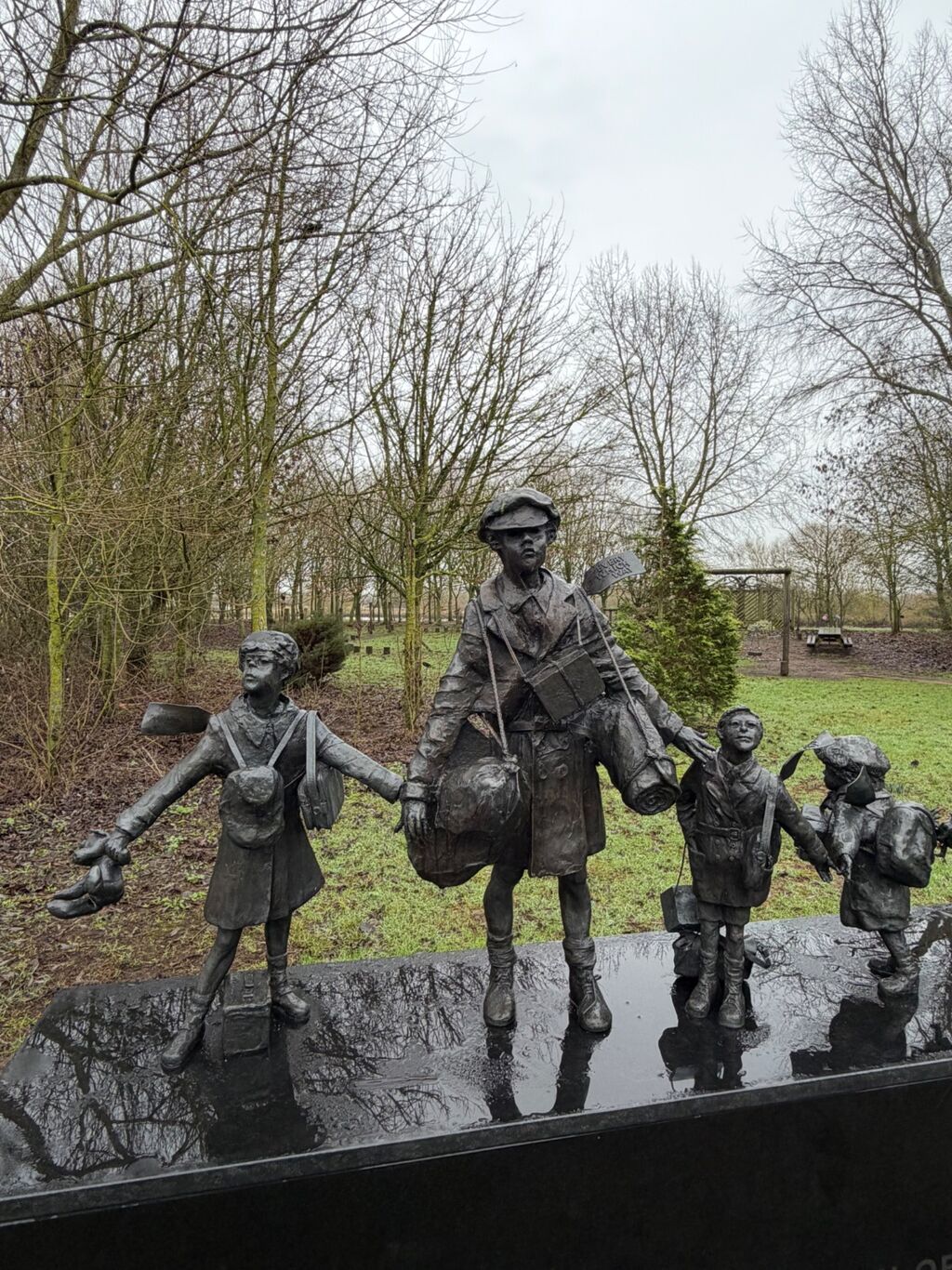A section of a memorial to wartime evacuees