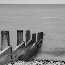 Sea Defences at Tankerton Bay in Black & White