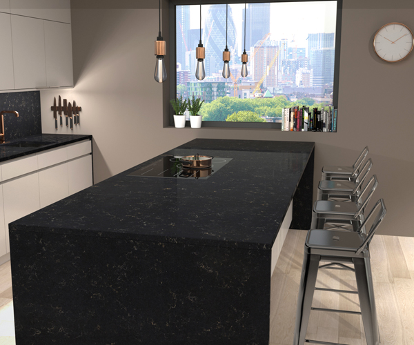 CRL Gold Noir Quartz Kitchen Surfaces