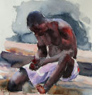 'Fisherman in Ghana' Pure watercolour.